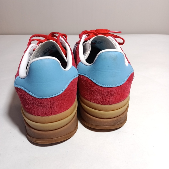 Adidas Gazelle Red Suede Sneakers Light Blue Stripes Unisex Women's 8.5 Mens 7.5 - Picture 3 of 7